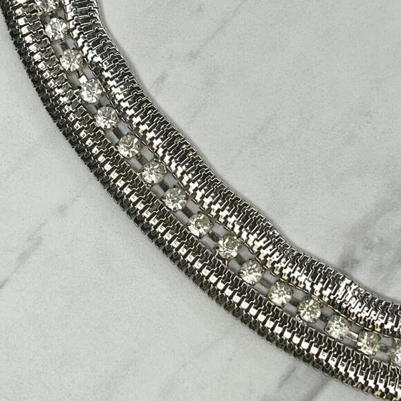 Silver Tone Rhinestone Chain Link Belt OS One Size - Picture 6 of 11